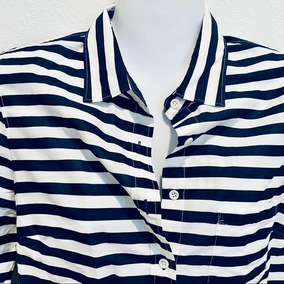 J. CREW Blue White Striped BOY Button Down Shirt size 0 - Picture 8 of 16